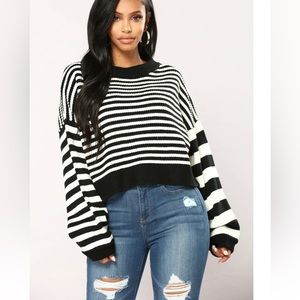 Fashion Nova Oh Gina Sweater-Black/White
